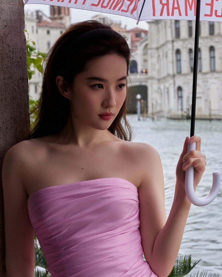 刘亦菲穿低胸粉紫礼服亮相威尼斯酥胸微露气质高贵典雅（第6张/共15张）