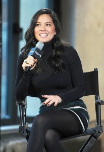 Olivia Munn, a Chinese-American beauty, thick black pantyhose and thigh-high heels(36/49)