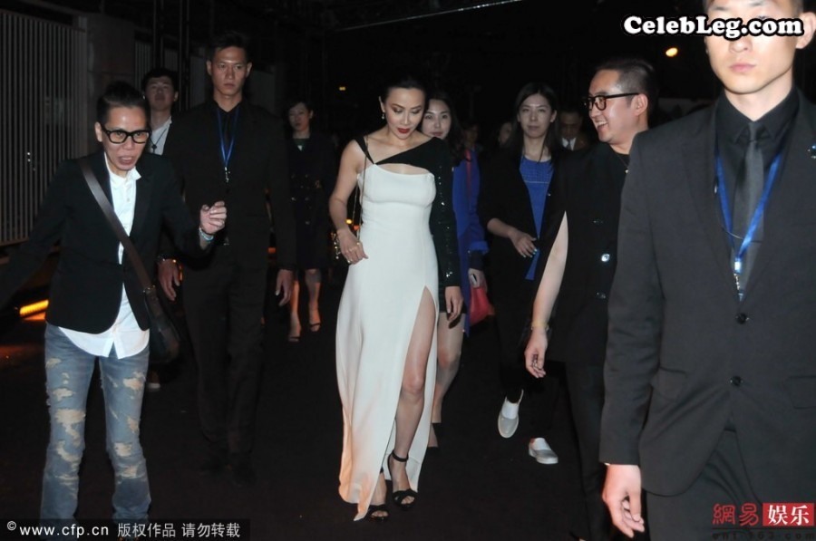 刘嘉玲高开叉美裙伸出一条诱人的长白腿(6/10)