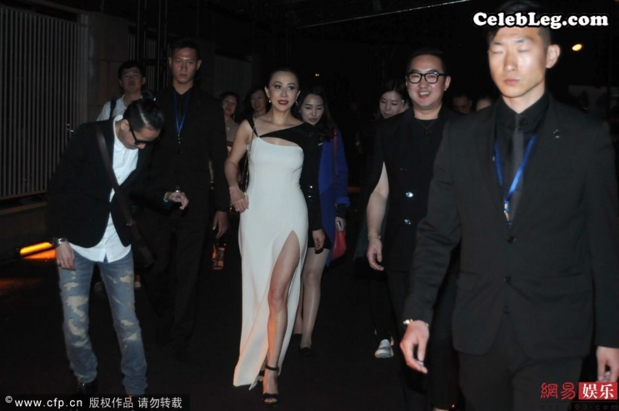 刘嘉玲高开叉美裙伸出一条诱人的长白腿(8/10)