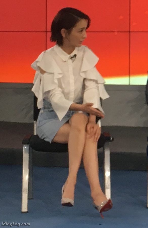 佟丽娅银色细高跟红鞋底美腿交叉(2/5)