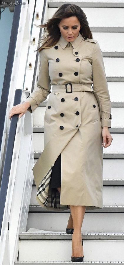 梅拉尼娅·特朗普Melania Trump踩高跟走下空军一号(3/7)