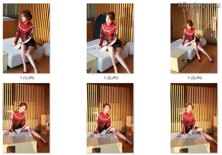 Princess sister Angela Zhang in high-definition leather skirt with beautiful legs and high heels(1/14)