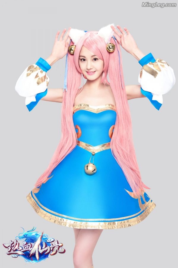 Girl Elf Zheng Shuang endorses the mobile game short skirt and white boots kawaii(5/5)