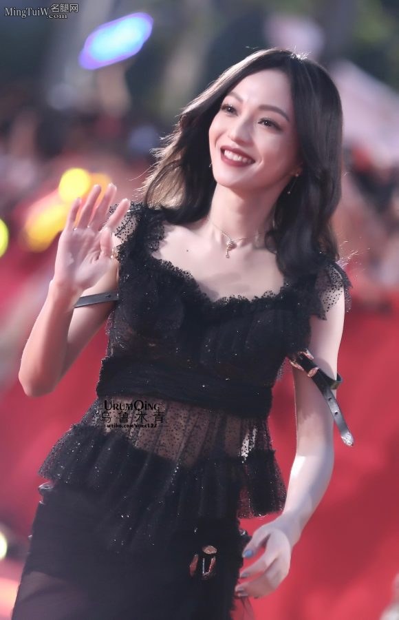 张韶涵走红毯黑纱裙透视出性感美腿(6/13)