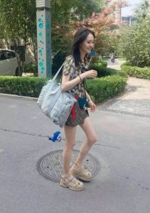 街头用手机拍摄郑爽妹子的两条超细的玉腿