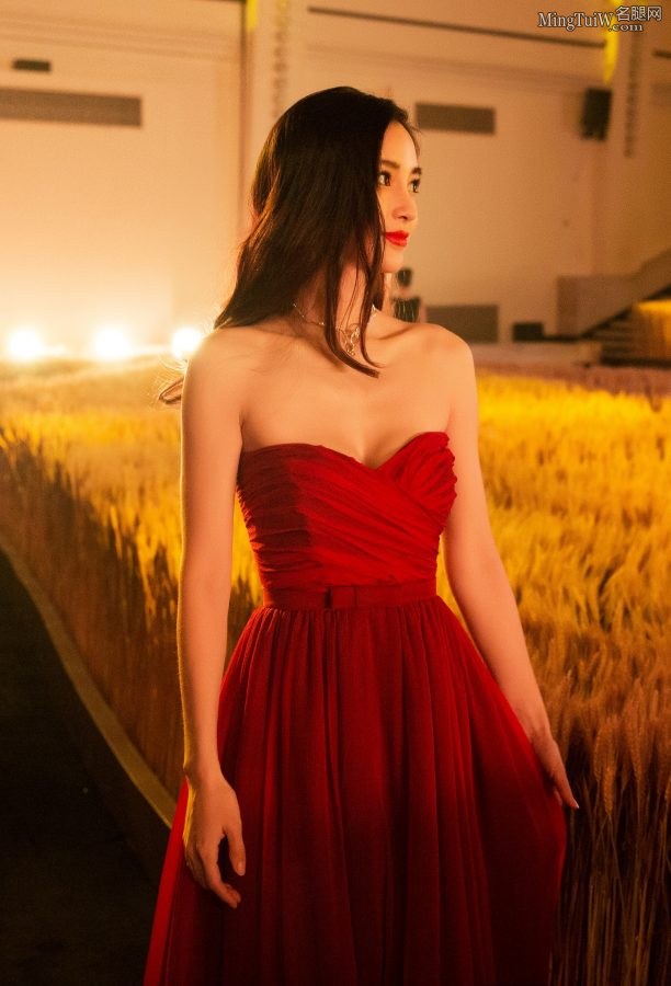 杨颖Angelababy身材酒红色礼服秀沟你就是天上的嫦娥仙子(16/24)