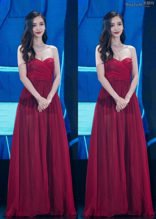 杨颖Angelababy身材酒红色礼服秀沟你就是天上的嫦娥仙子(23/24)