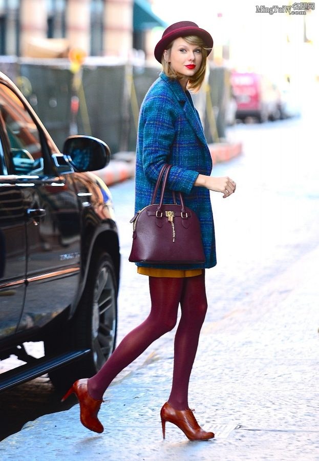 Taylor Swift紫色丝袜大长腿从凯迪拉克SUV里下车(15/29)