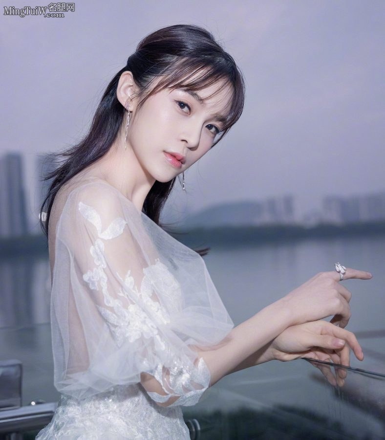 赵樱子低胸白色礼服小露美沟(3/5)