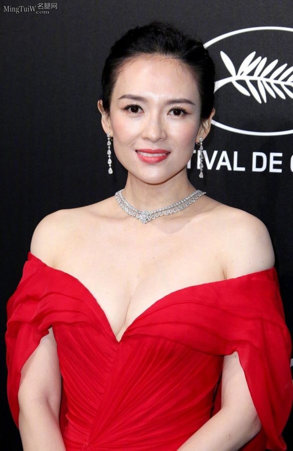气质女星章子怡穿低胸红裙事业线动人(6/12)