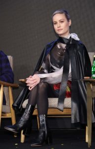 惊奇队长卡罗尔扮演者Brie Larson黑丝袜皮靴出席宣传活动