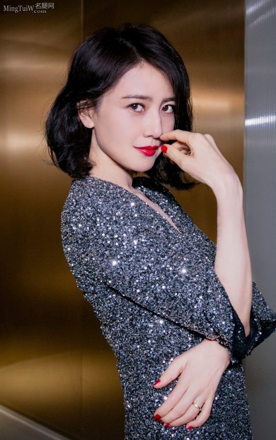 高圆圆夜色红唇美腿魅惑写真(4/4)