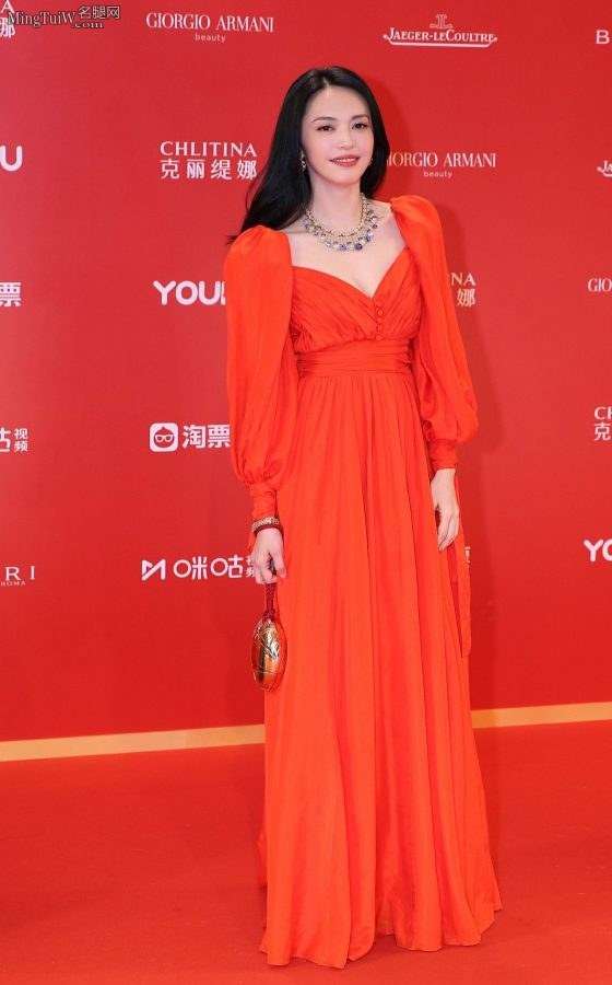 女演员姚晨穿V领红裙走红毯(4/10)