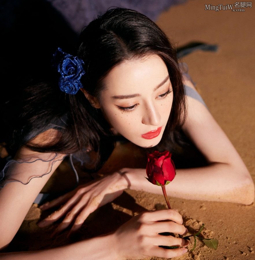 温柔海风吹拂迪丽热巴的美脸这花真白(4/4)