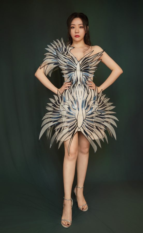 Jane Zhang wins beautiful legs wearing silver holy clothes(1/11)