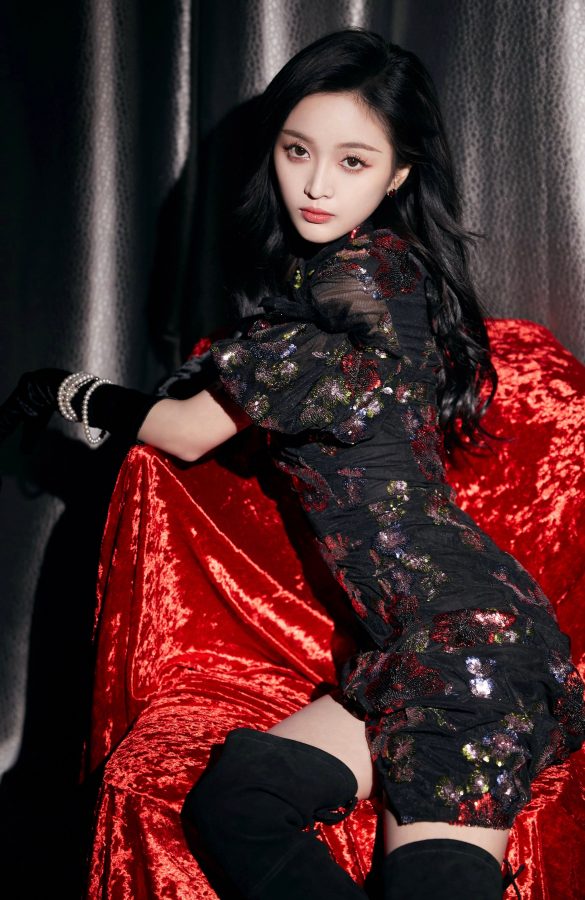 吴宣仪身穿红黑绣花修身旗袍美腿穿长靴有姿有味(3/9)