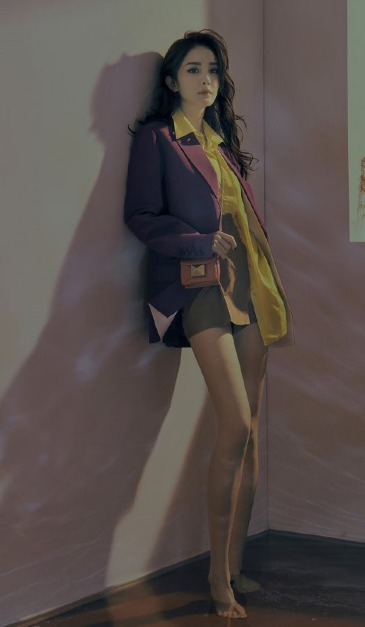 《时装男士》杂志杨幂波浪长发美腿玉足大片(7/7)