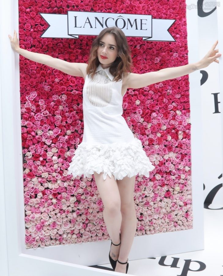 英国女演员莉莉·柯林斯Lily Collins白裙美腿红毯图(16/18)