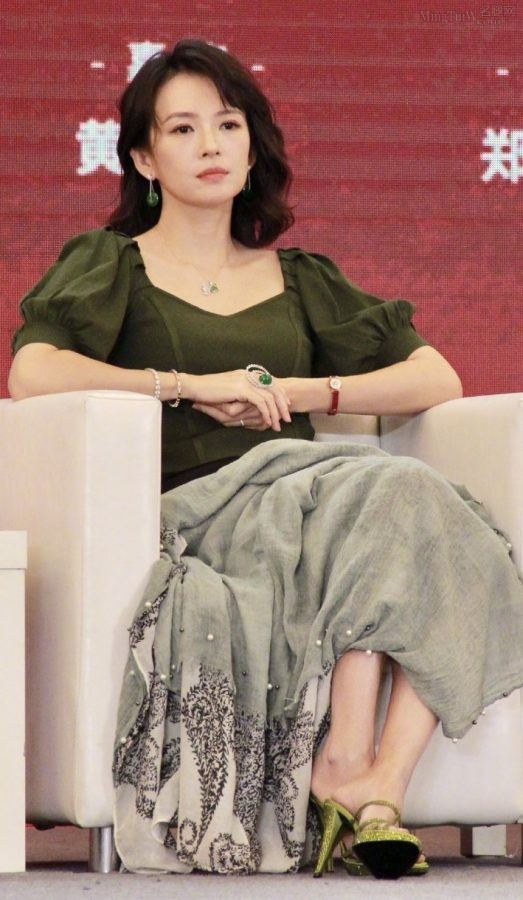 章子怡脚踩细高跟出席活动为什么把腿盖上（第1张/共13张）