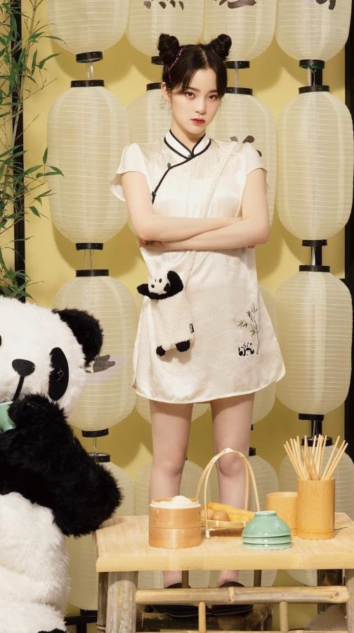 甜心少女欧阳娜娜穿熊猫竹子元素旗袍玉腿纤长(2/3)