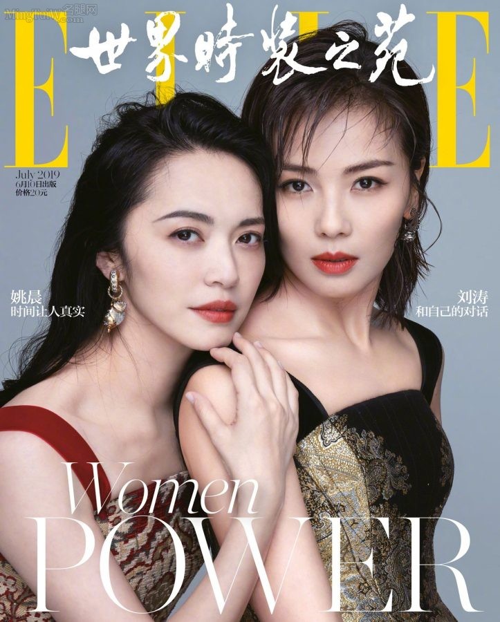 《世界时装之苑ELLE》杂志封面姚晨和刘涛同框两个我都要(1/5)