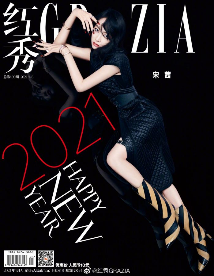 《红秀GRAZIA》杂志宋茜美腿交叉坐姿(4/4)