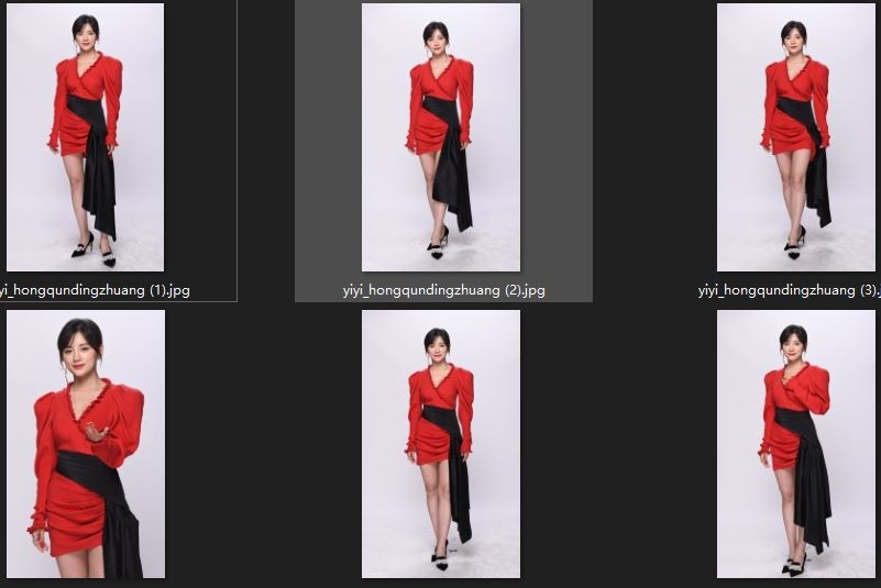 美女主持人伊一红裙美腿棚拍无修定妆写真(1/13)