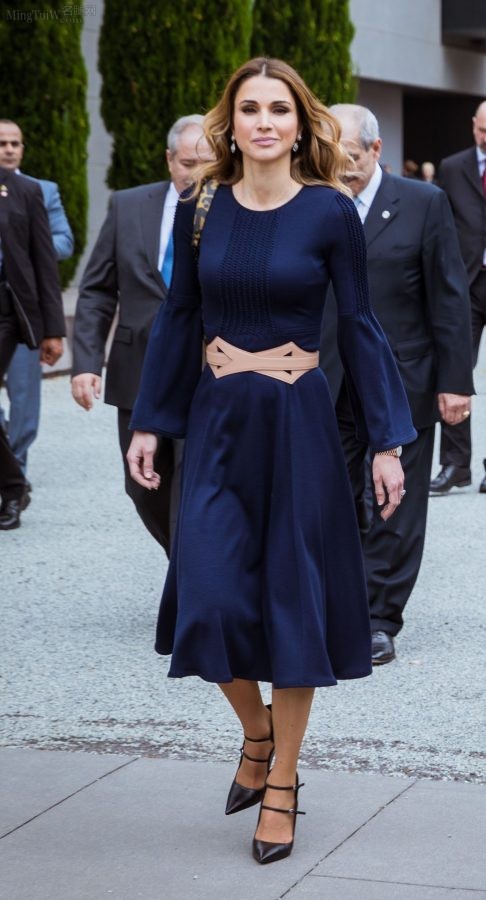 气质自信大气的美女Queen Rania踩细高跟鞋亮相(2/4)
