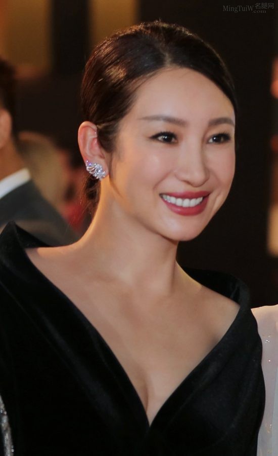 秦海璐穿深V丝绒黑裙露出一条深沟(5/13)