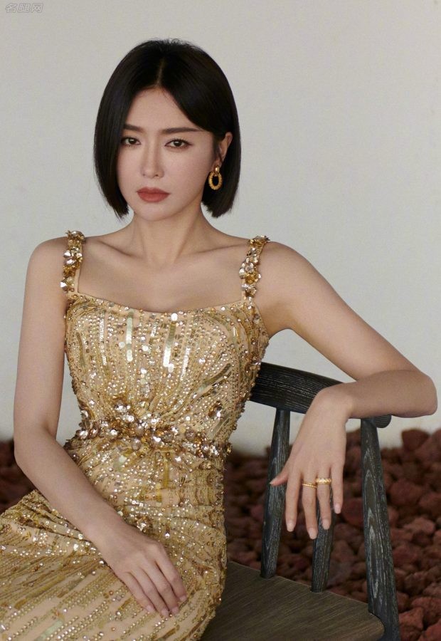 秦岚高贵典雅身穿黄金长裙展现迷人魅力(3/7)