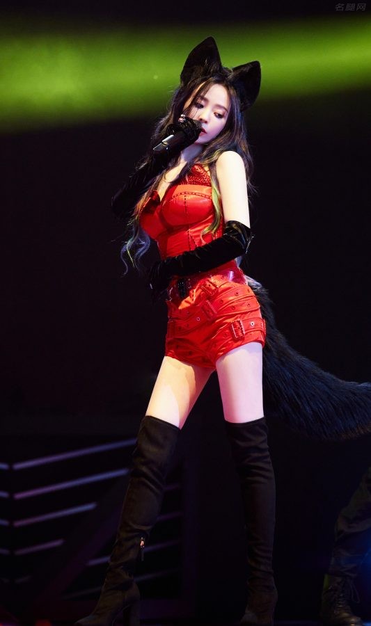 张靓颖演唱会装扮成黑尾狐妖穿长靴秀美大腿(4/98)