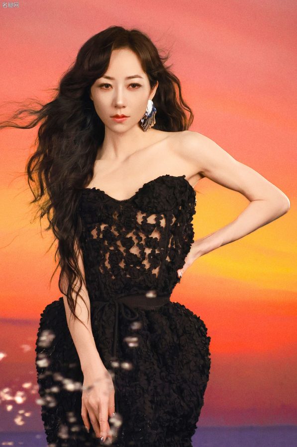 女明星韩雪身穿黑色低胸长裙玉臂纤长结实(3/5)