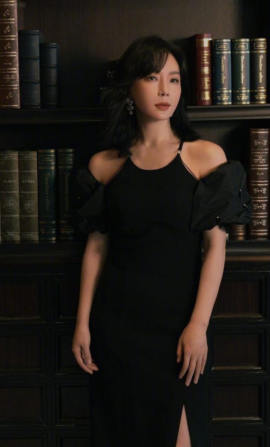 女明星陈数穿开衩裙在书架前拍照气质温柔(2/3)