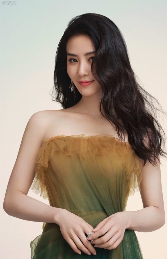 刘诗诗身穿渐变色露肩薄纱礼服美腿若隐若现(3/4)
