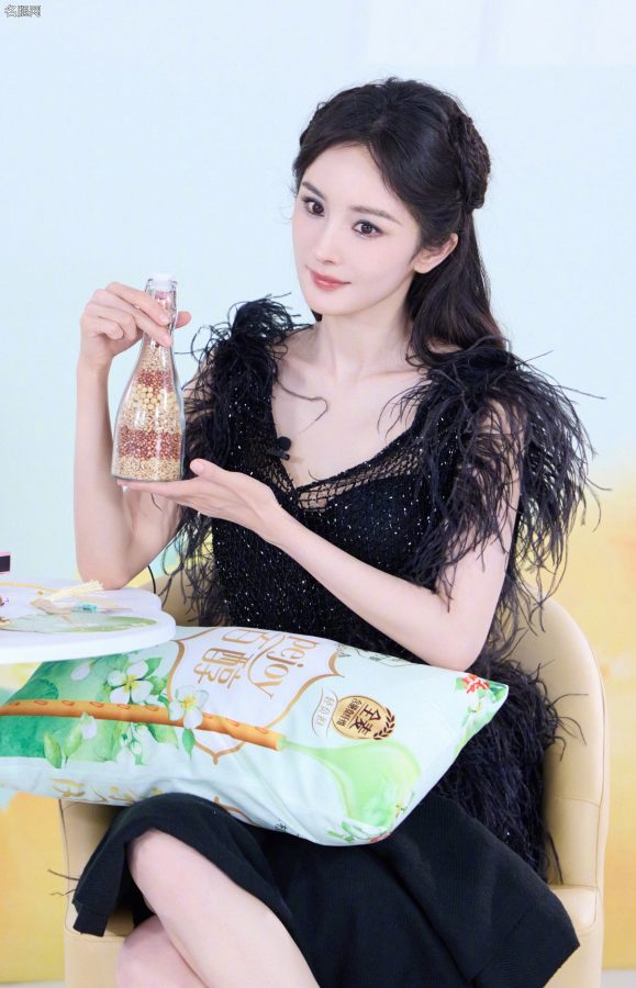 杨幂身穿黑天鹅长裙踩红底镶钻网纱高跟鞋玉腿迷人(10/12)