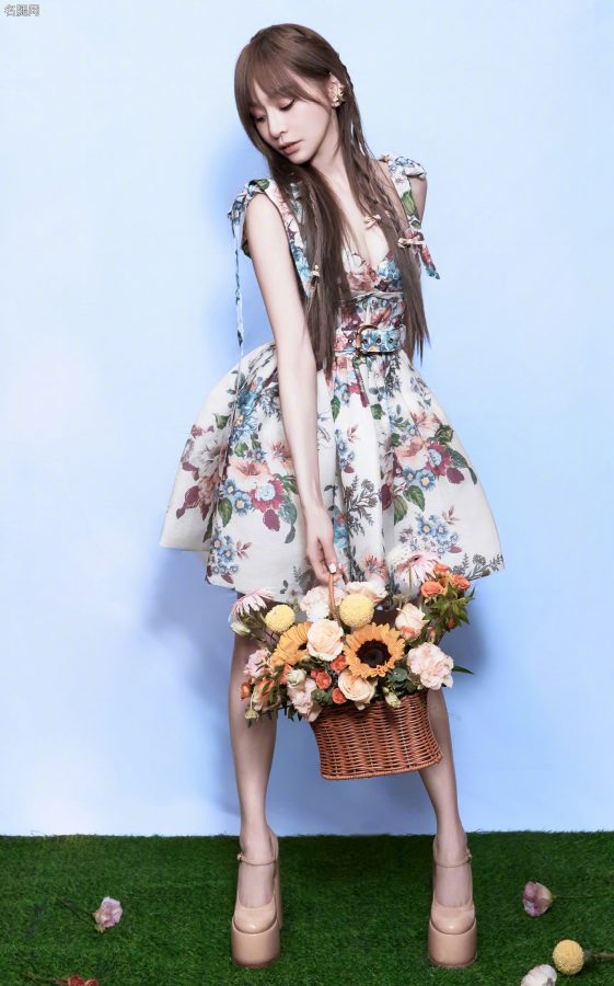 梦幻鲜花少女王心凌细腿踩防水台粗高跟(6/8)