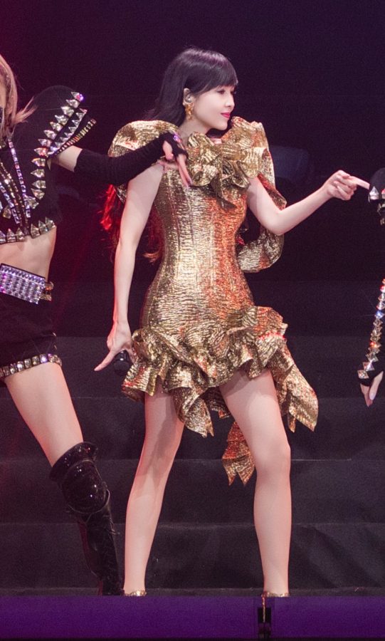 周慧敏演唱会上穿黄金短裙秀肉丝腿(17/29)