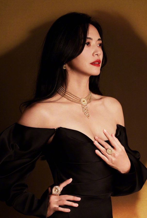 姚晨红唇美脸珠光宝气穿低胸黑裙大秀事业线(5/8)