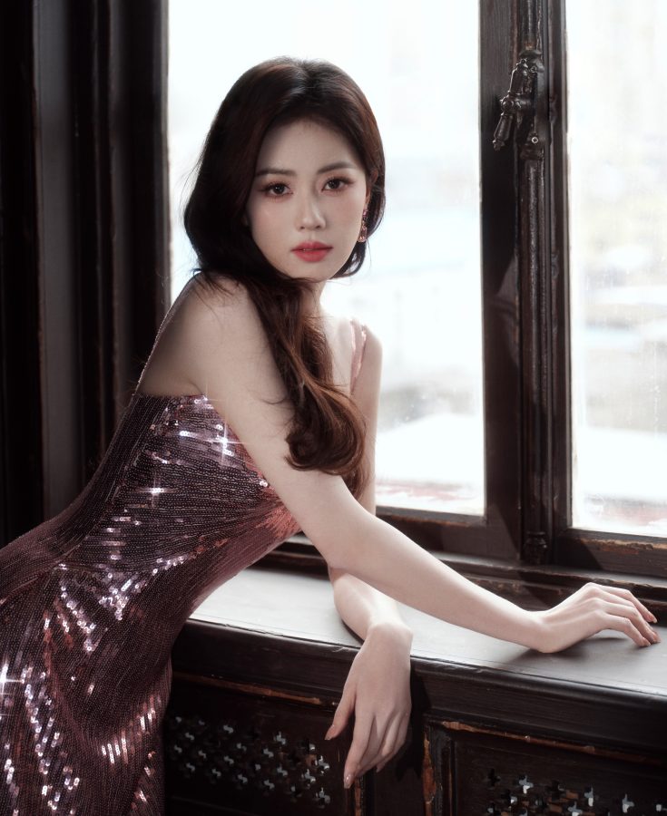 女明星白鹿穿粉色吊带长裙展现妩媚迷人颜值爆表(4/7)