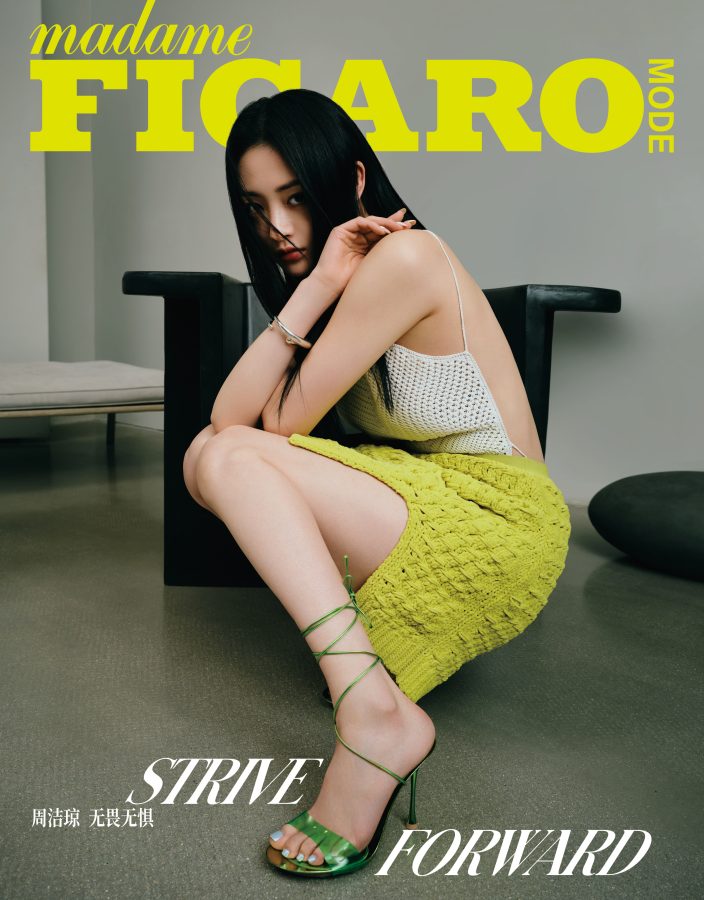 周洁琼穿上不同的细高跟为费加罗杂志拍照，美足洁白无暇(1/8)
