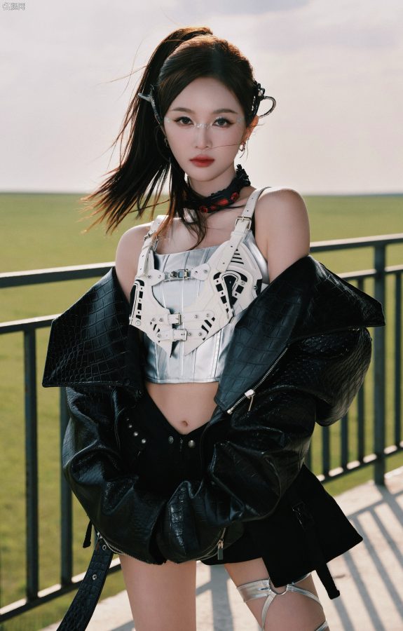 长腿小姐姐吴宣仪酷飒上线，这套穿搭简直slay全场(2/13)